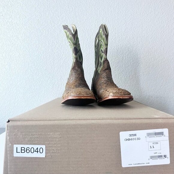 NEW Capitan CHEYENNE Mens Cowboy Boots 11D Western Square Toe Brown Leather Sole - Picture 10 of 11